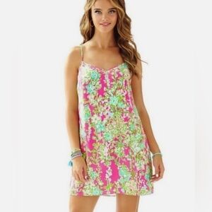 Lilly Pulitzer Floral Pink and Green mini dress! Size Medium;Gorgeous colors!